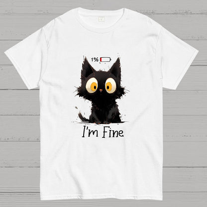 I‘m Fine Black Cat Geeky T-Shirt