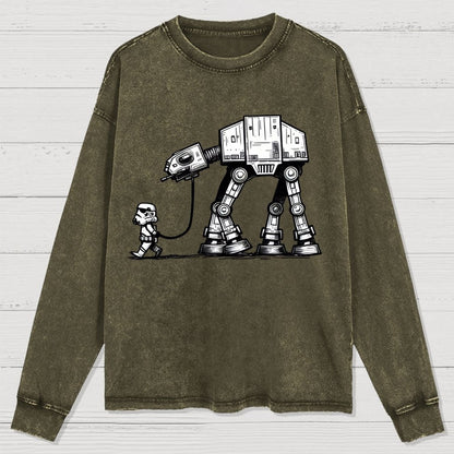 Tech Robot Dog - Galactic Battles Washed Long Sleeve Tee