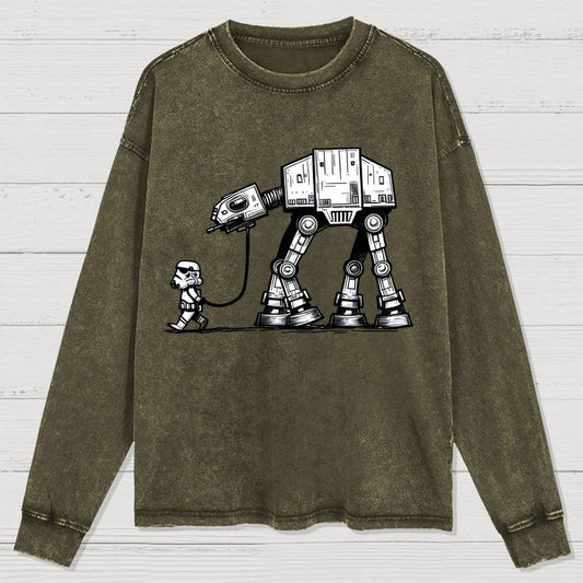 Tech Robot Dog - Galactic Battles Washed Long Sleeve Tee