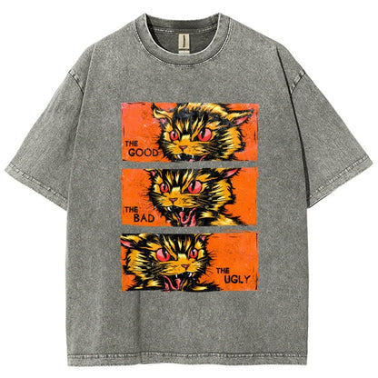 The Good The Bad The Ugly Cat  Vintage Distressed T-shirt