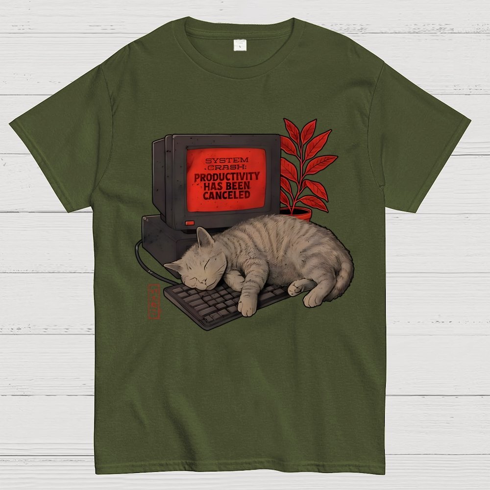 System Crash Cat Geek T-Shirt
