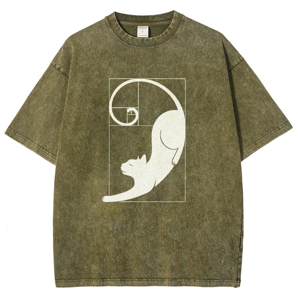Fibonacci Cat Golden Ratio Vintage Distressed T-shirt