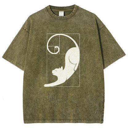 Fibonacci Cat Golden Ratio Vintage Distressed T-shirt
