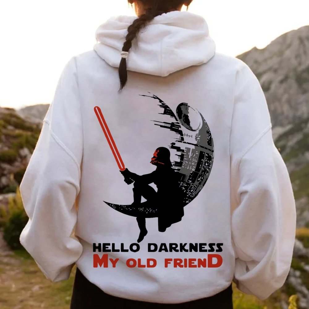 Hello Darkness My Old Friend Printed Back Unisex Cotton Hoodie