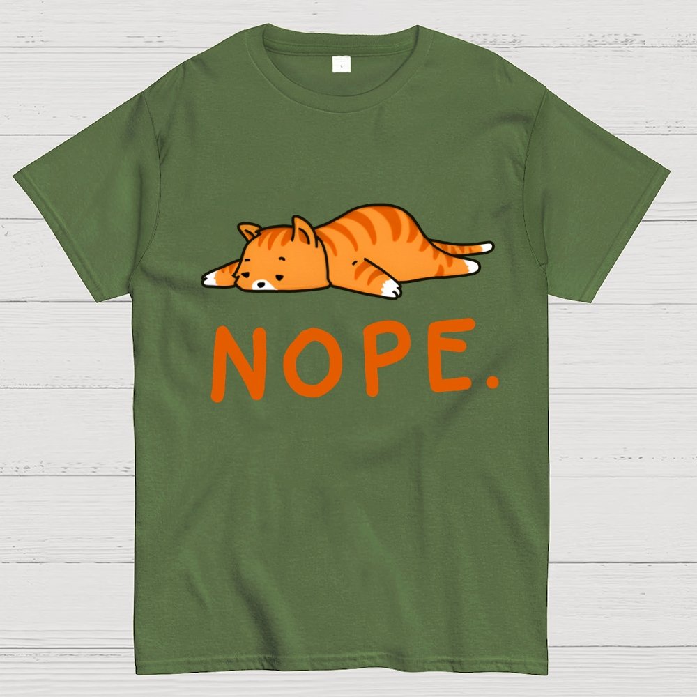 Nope Lazy Cat Geek T-Shirt