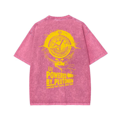 Plutonium Power Front And Back Printing Washed T-shirt