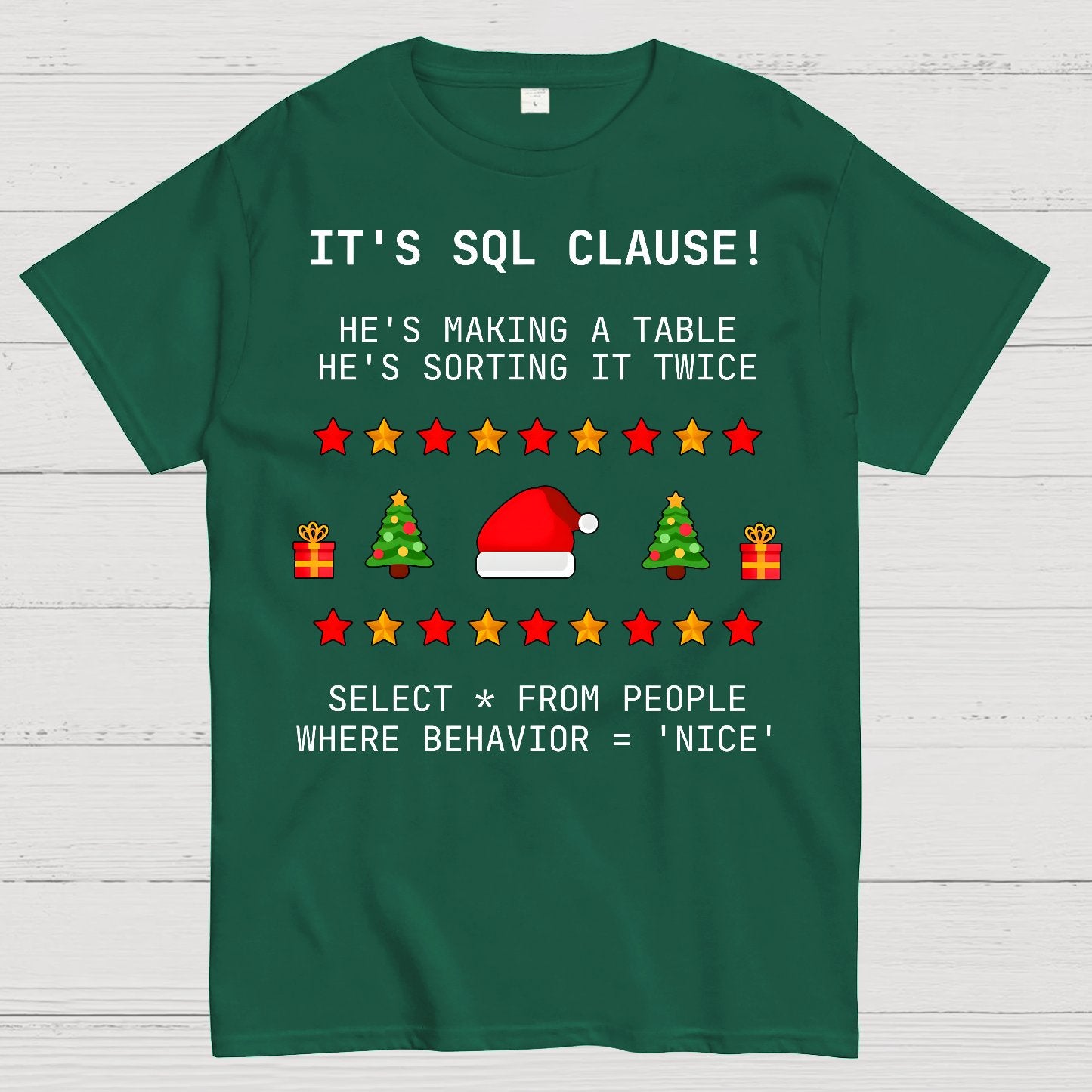 SQL Clause Christmas Coding Present Classic Geek T-Shirt