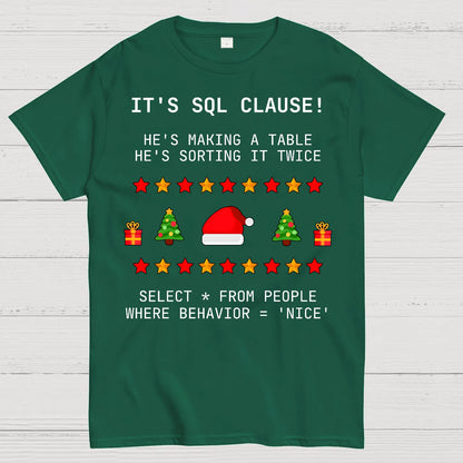 SQL Clause Christmas Coding Present Classic Geek T-Shirt