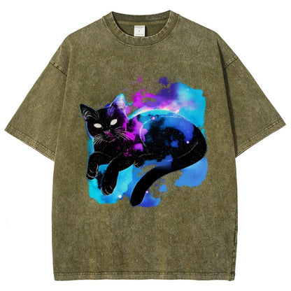 Space Cat Vintage Distressed T-shirt