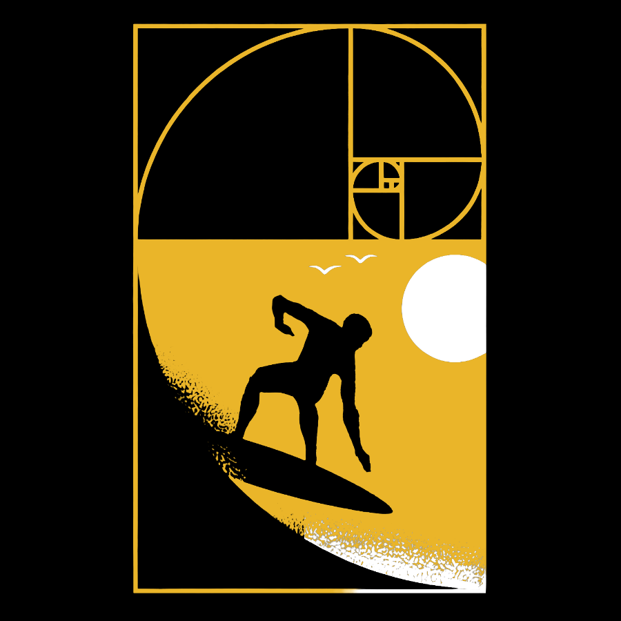 Golden Spiral Wave Geeky T-Shirt