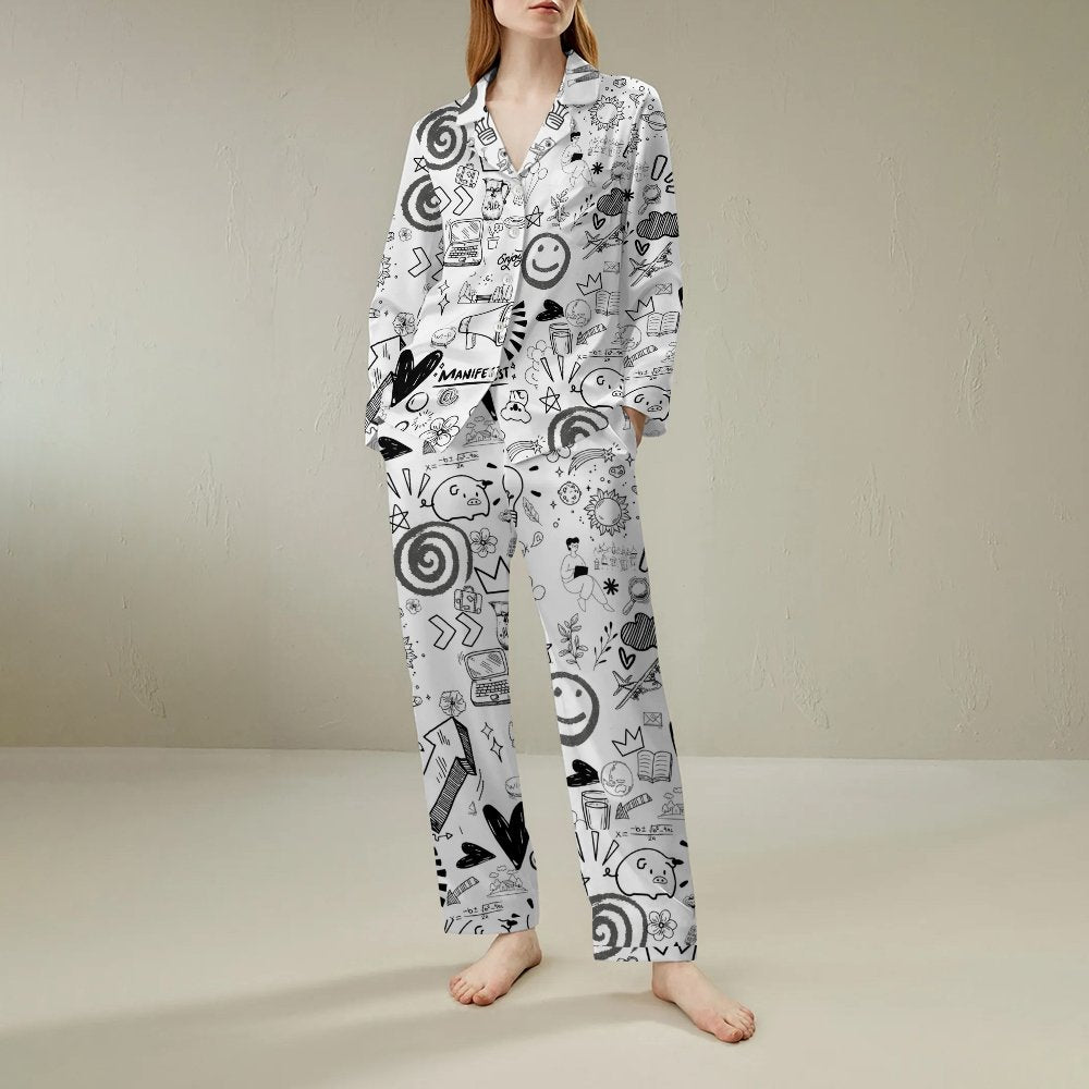 Stick Figure Geek Long Sleeve Pajama Set