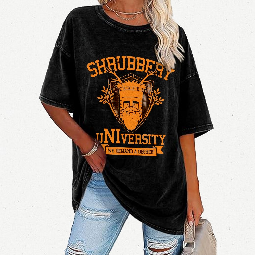 Shrubbery University Vintage Distressed T-shirt