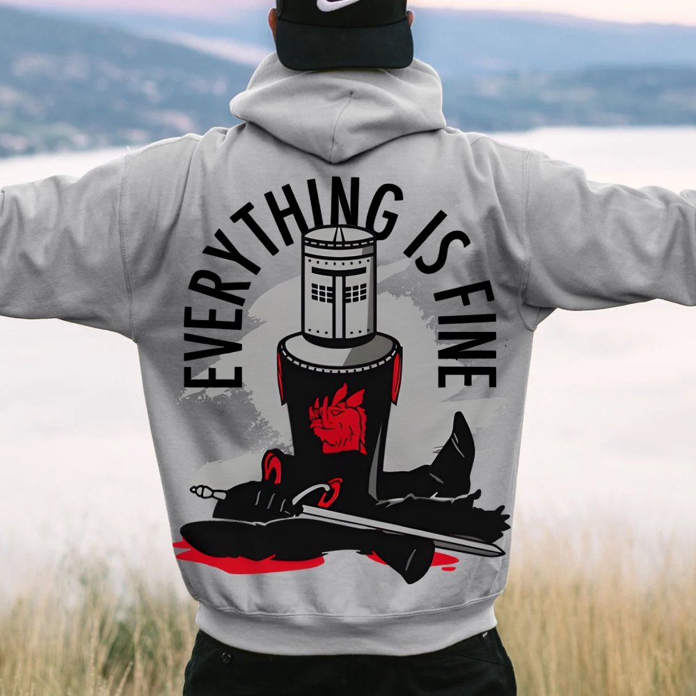 Everything Is Fine Printed Back Cotton Hoodie