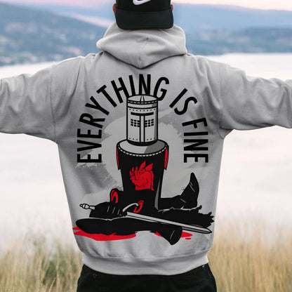 Everything Is Fine Printed Back Cotton Hoodie