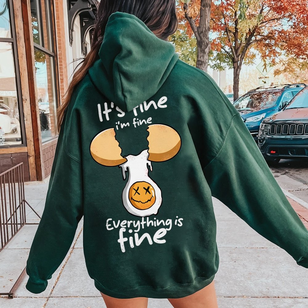 Everything is fine Printed Back Unisex Cotton Hoodie