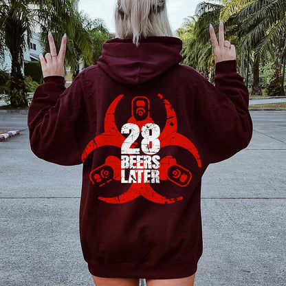 28 beers later Printed Back Unisex Cotton Hoodie