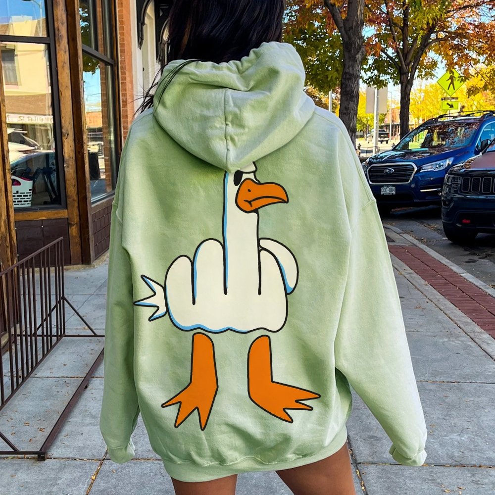 Rude Seagull Design Funny Printed Back Cotton Hoodie
