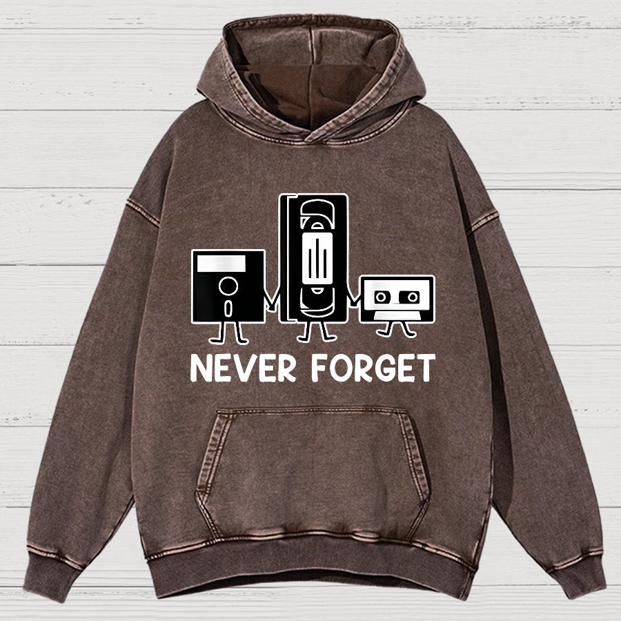 Never Forget Cassette Tape VHS Gamer Old School Funny Vintage Distressed Hoodie
