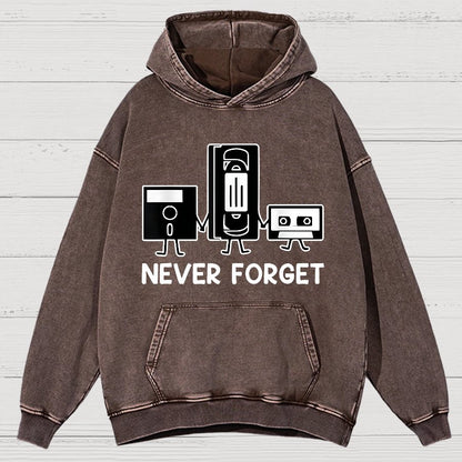 Never Forget Cassette Tape VHS Gamer Old School Funny Vintage Distressed Hoodie