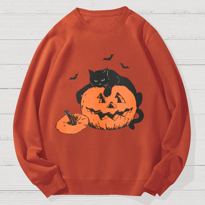 Black Cat Halloween Geek Cotton Sweatshirt