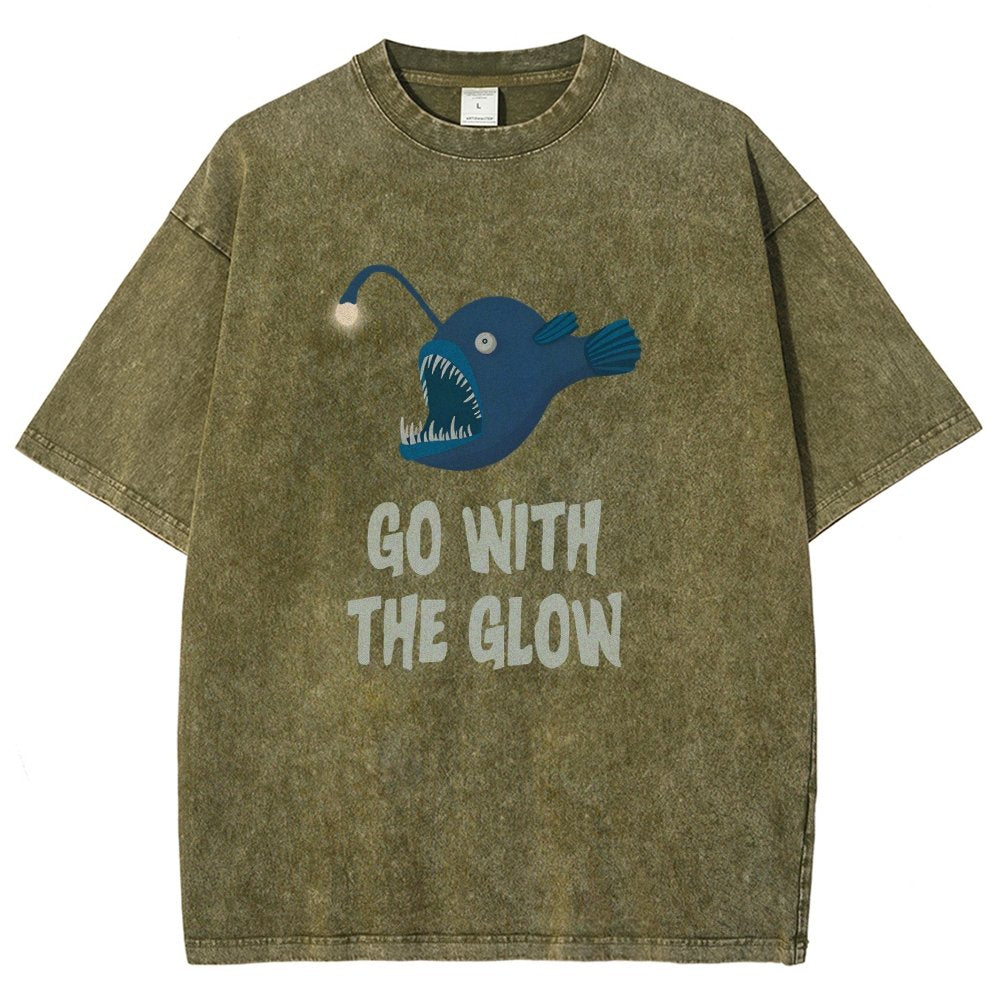 Go With The Glow Anglerfish Pun Vintage Distressed T-shirt