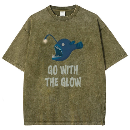 Go With The Glow Anglerfish Pun Vintage Distressed T-shirt