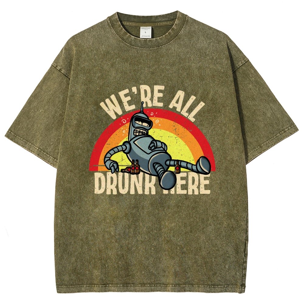 We're All Drunk Here Vintage Distressed T-shirt