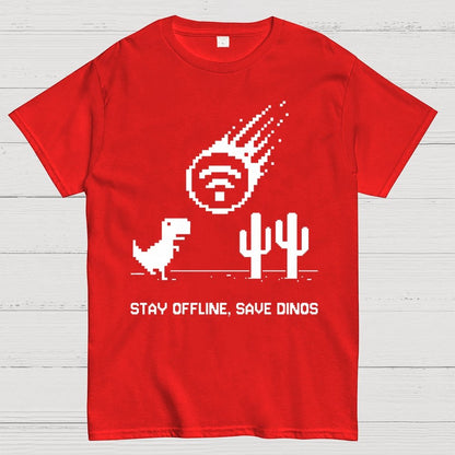 Stay Offline, Save dinos Geek T-Shirt