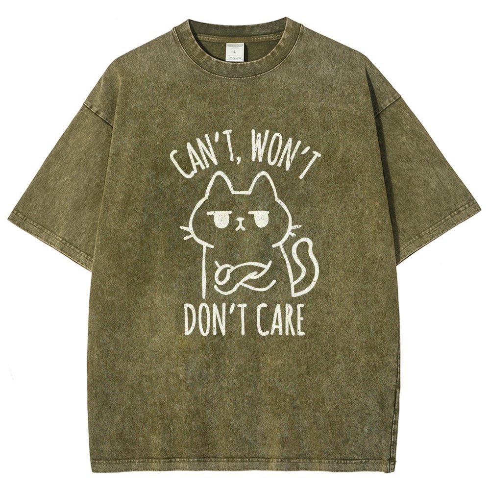 Can't Won't Don't Care Vintage Distressed T-shirt