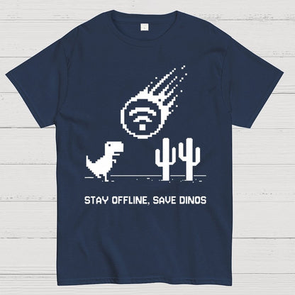 Stay Offline, Save dinos Geek T-Shirt