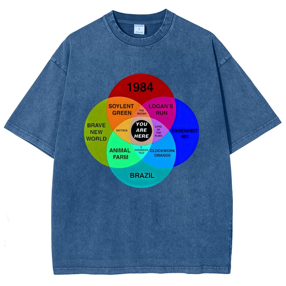 Dystopian Venn Diagram You Are Here Vintage Distressed T-shirt