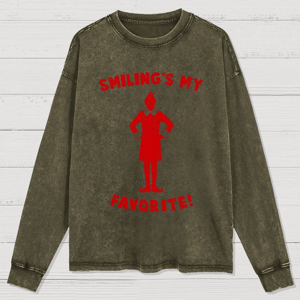 Smiling's My Favorite Washed Long Sleeve Tee
