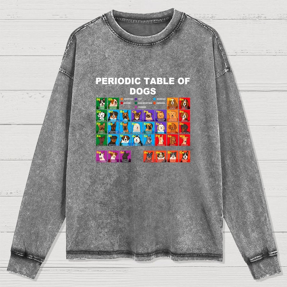 Periodic Table Of Dogs Dog Lover  Funny Science Washed Long Sleeve Tee
