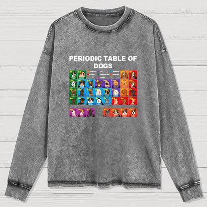 Periodic Table Of Dogs Dog Lover  Funny Science Washed Long Sleeve Tee