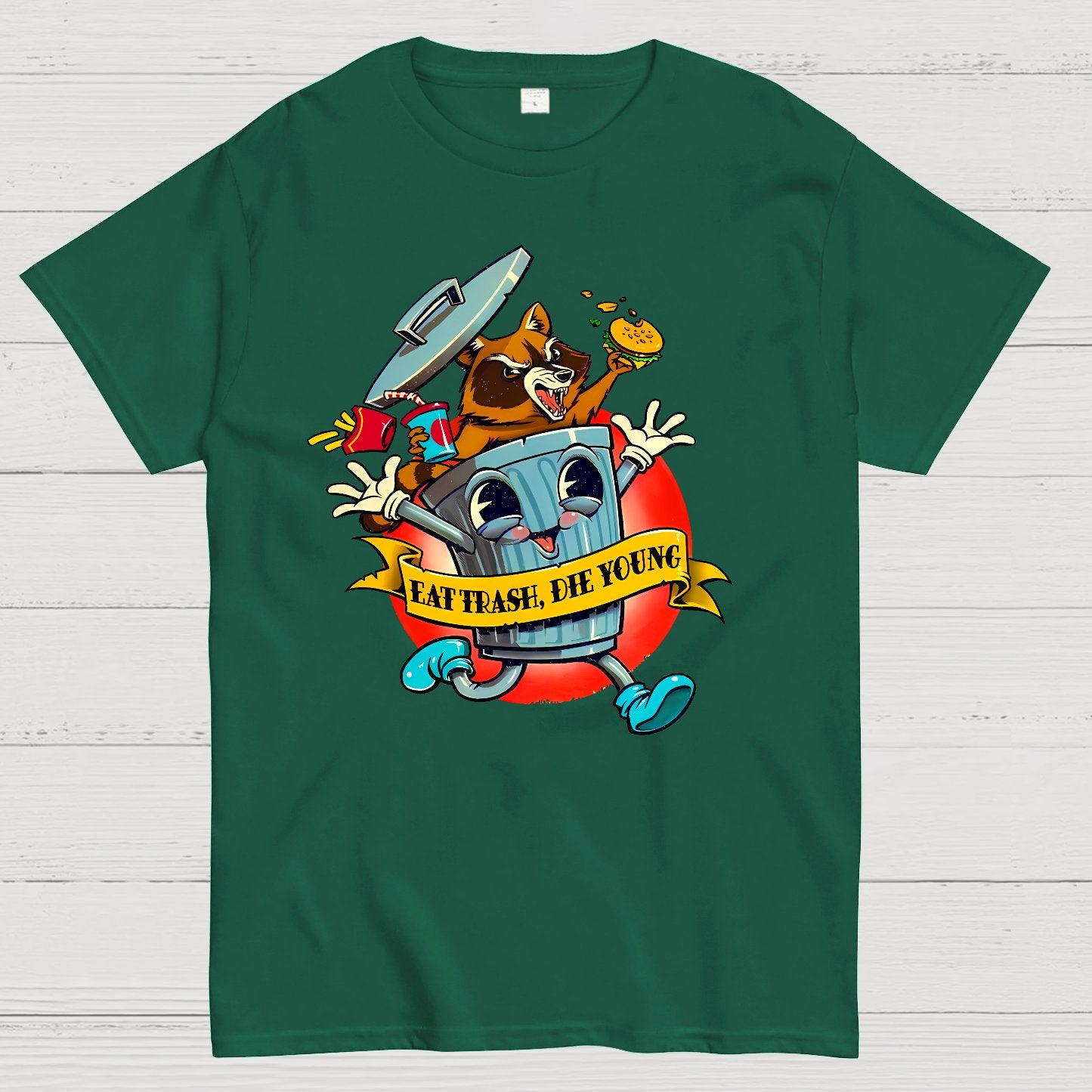Eat Trash Die Young Vintage Cartoon Classic Geek T-Shirt