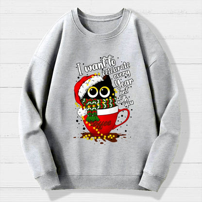 Christmas Cat Geek Cotton Sweatshirt
