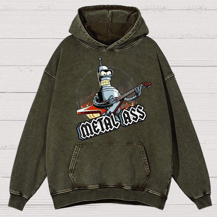 Robot Metal Rock Vintage Distressed Hoodie