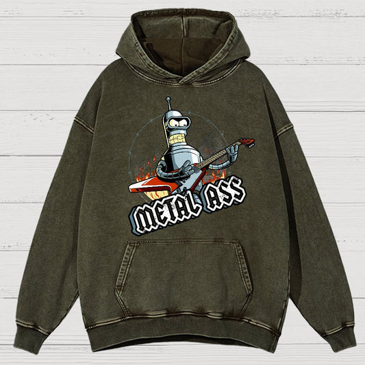 Robot Metal Rock Vintage Distressed Hoodie