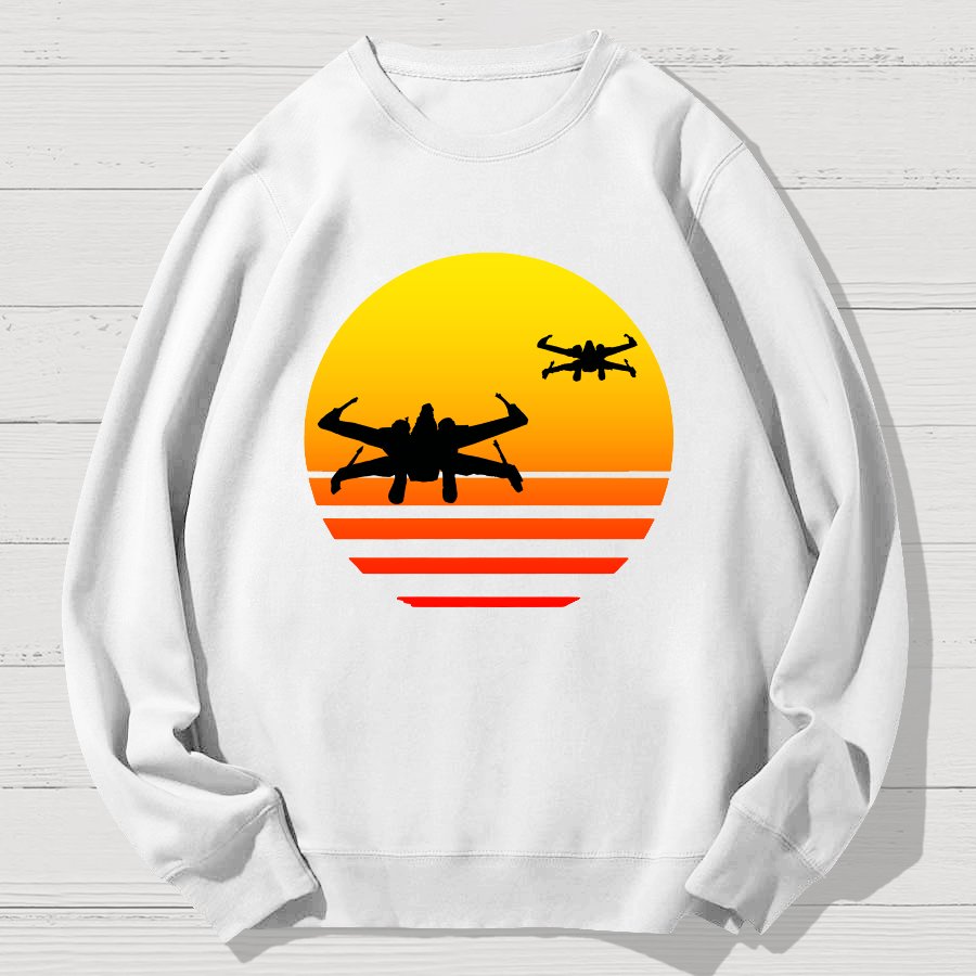 Sunset And Fighter Planes Geek Cotton Sweatshirt