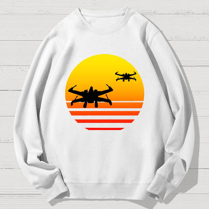 Sunset And Fighter Planes Geek Cotton Sweatshirt
