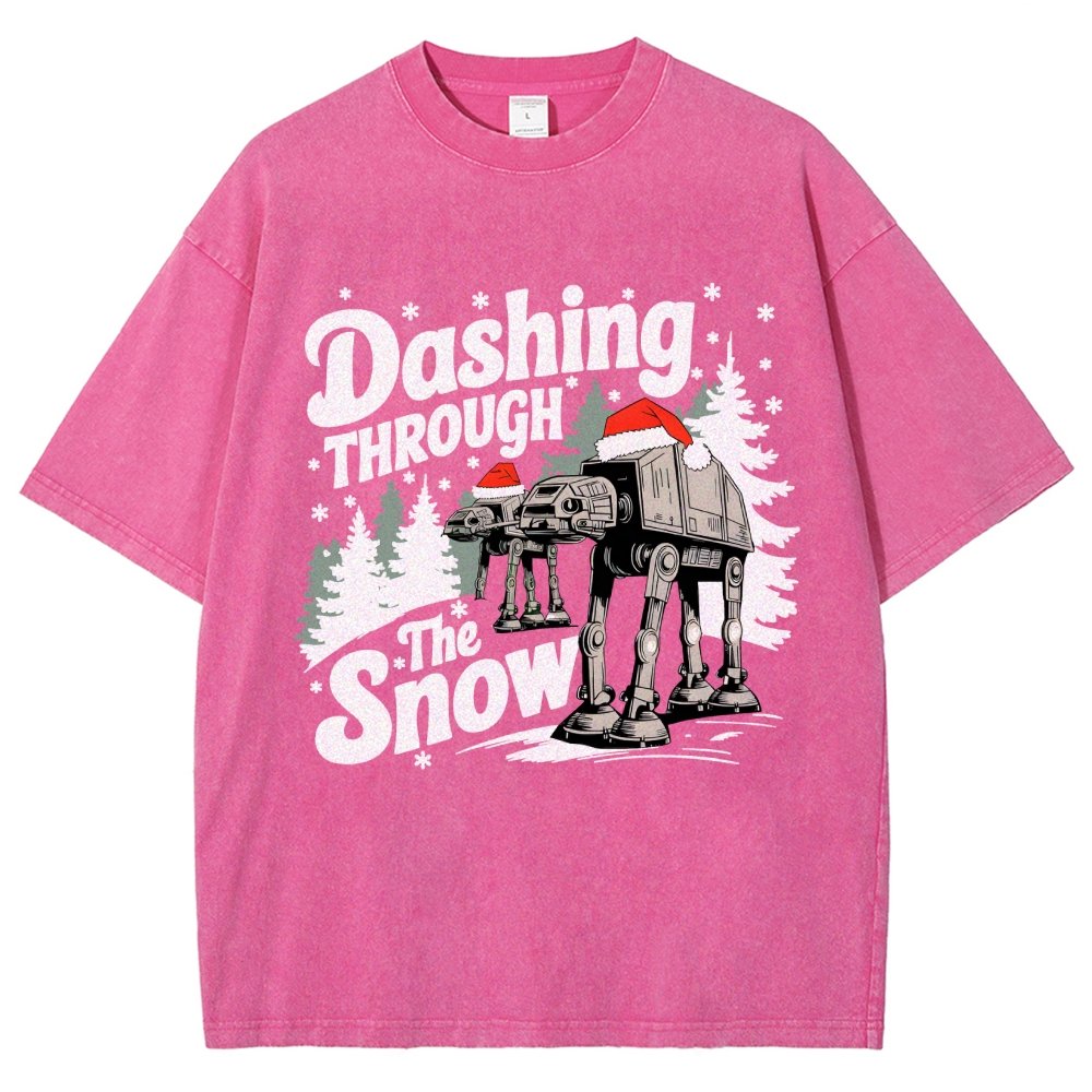 Empire Robot Dog Crosses the Snow Christmas Vintage Distressed T-shirt