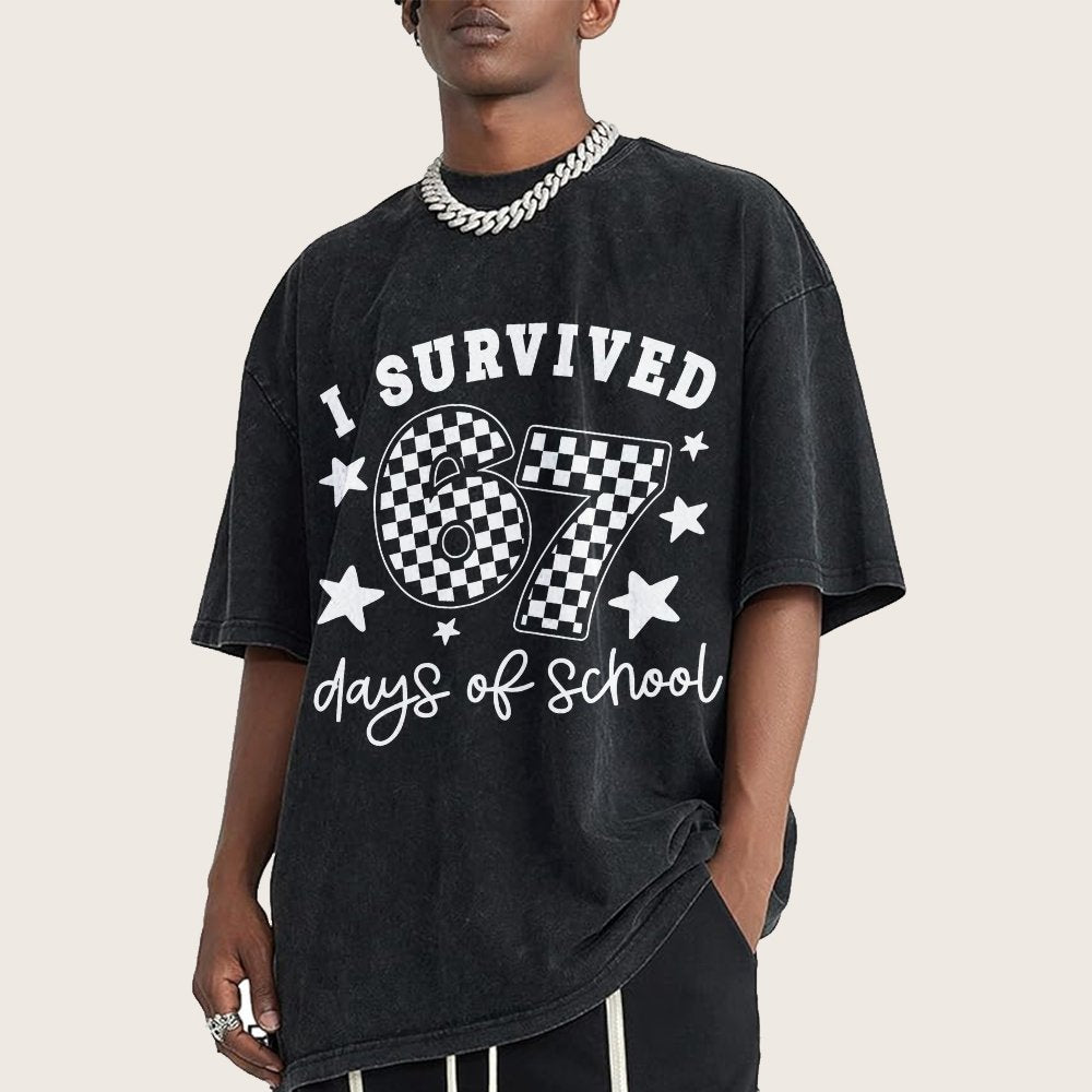 I Survived 67 Days of School Vintage Distressed T-shirt