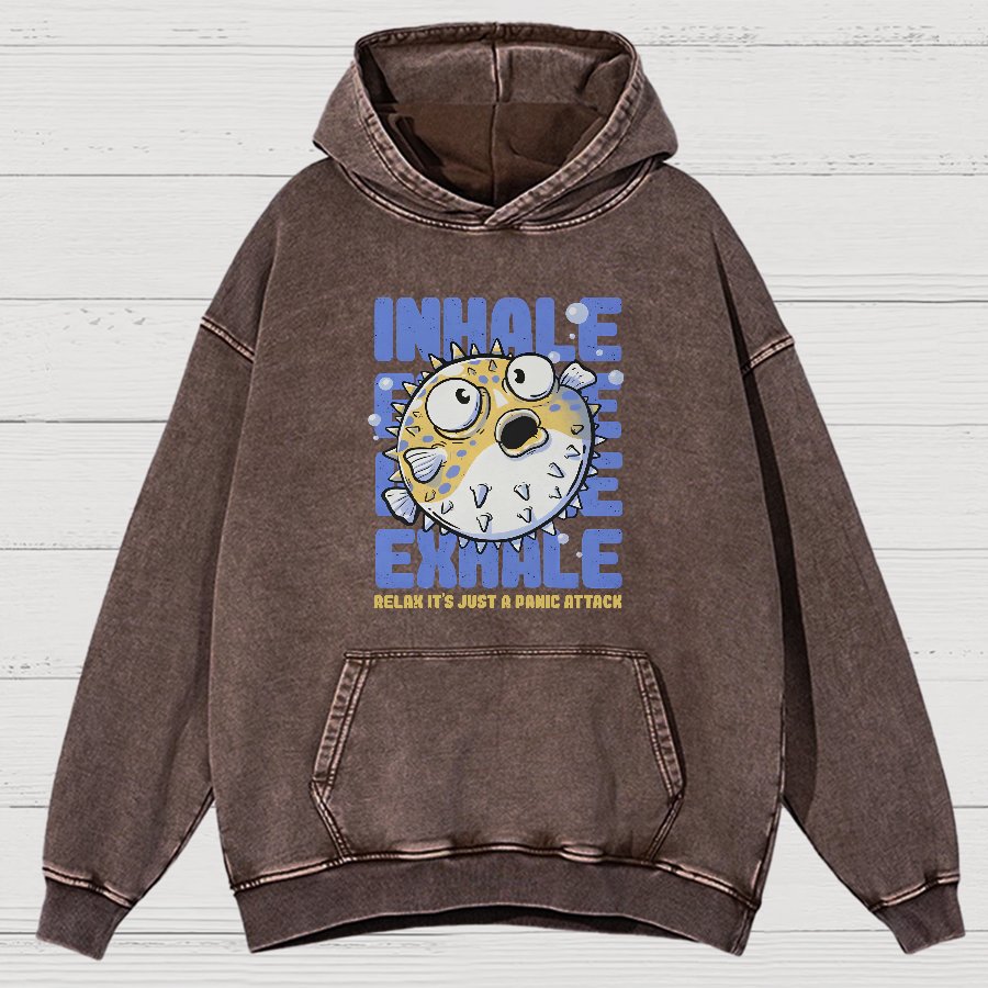 Just a Panic Attack - Funny Fish Sarcasm Vintage Distressed Hoodie