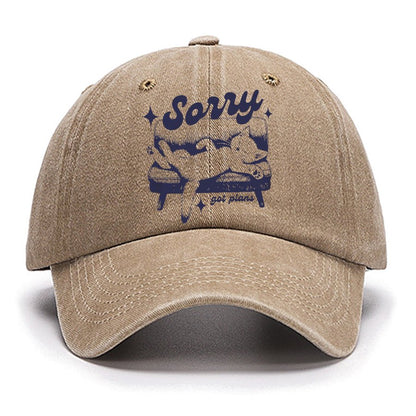 Sorry Got Plans Funny Cat Cotton Hat