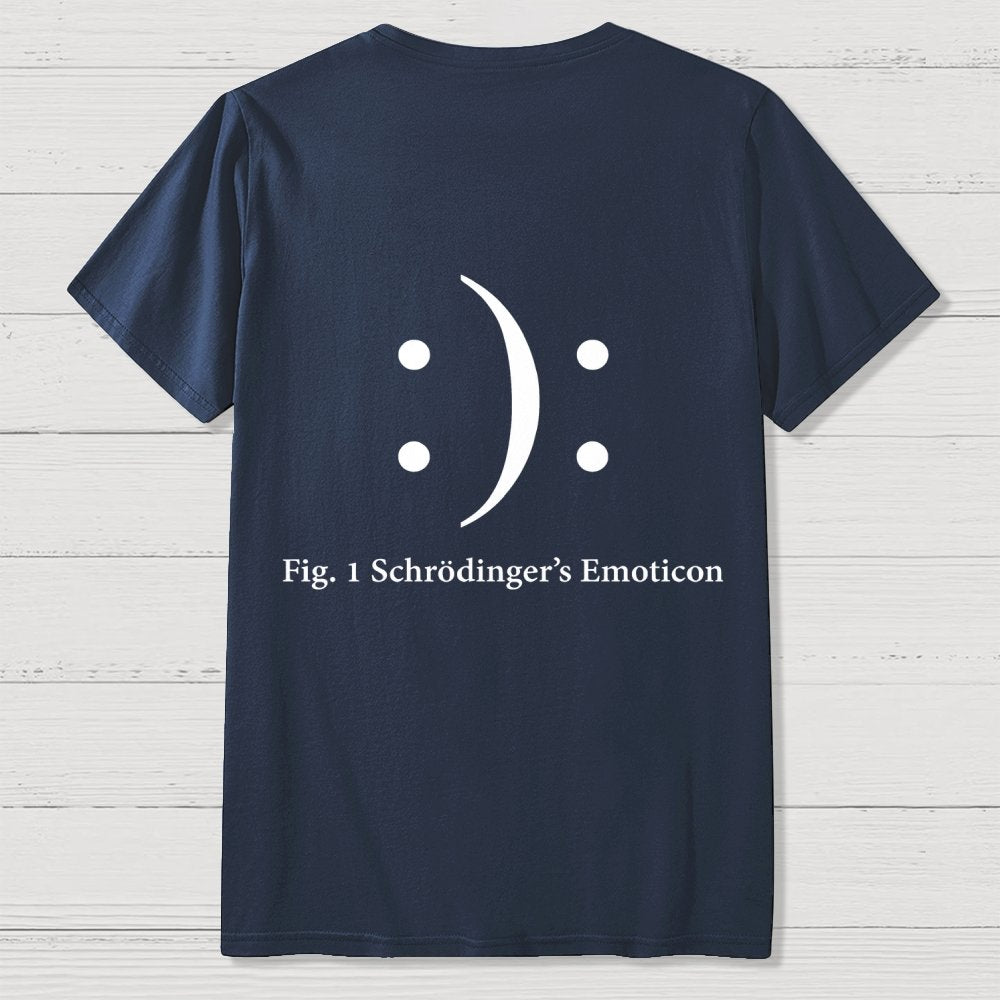 Schrodinger's Emoticon Front And Back Printing Geek T-Shirt