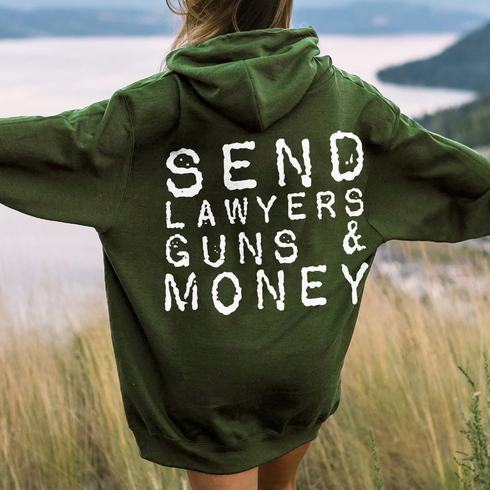 Send Lawyers Guns And Money Printed Back Unisex Cotton Hoodie