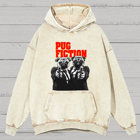 Pug Fiction Vintage Distressed Hoodie