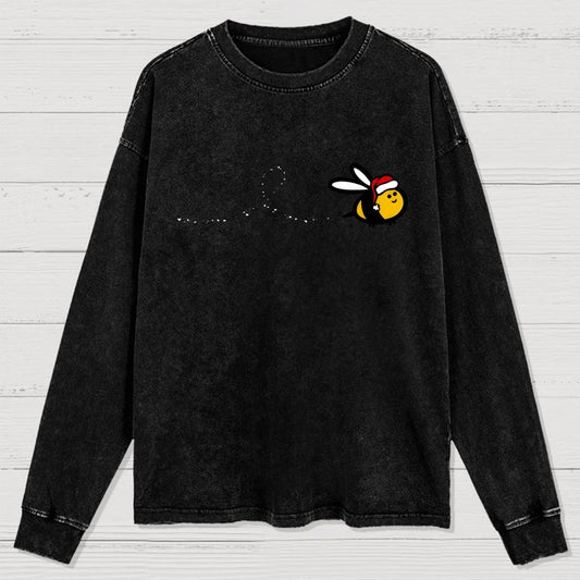 Minimal Christmas Bee Washed Long Sleeve Tee