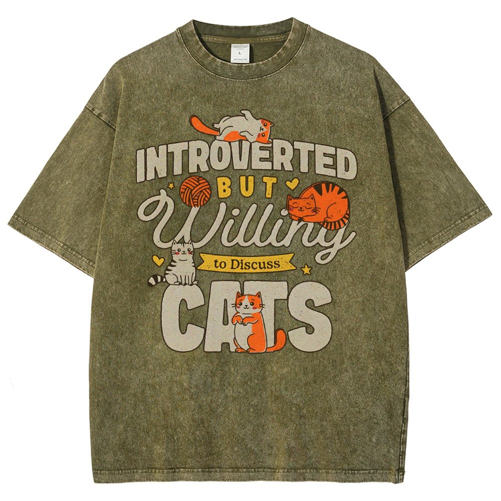 Willing to Discuss Cats Vintage Distressed T-shirt