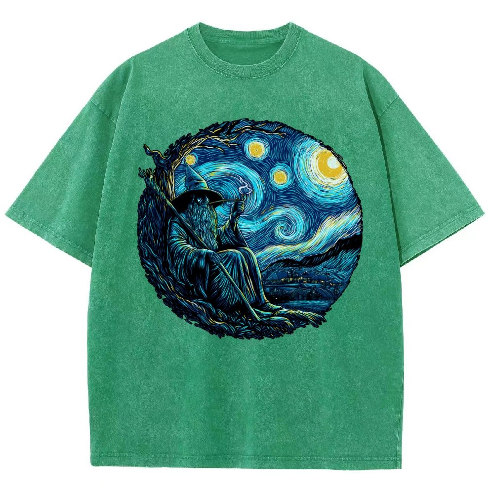 Starry Wizard Vintage Distressed T-shirt